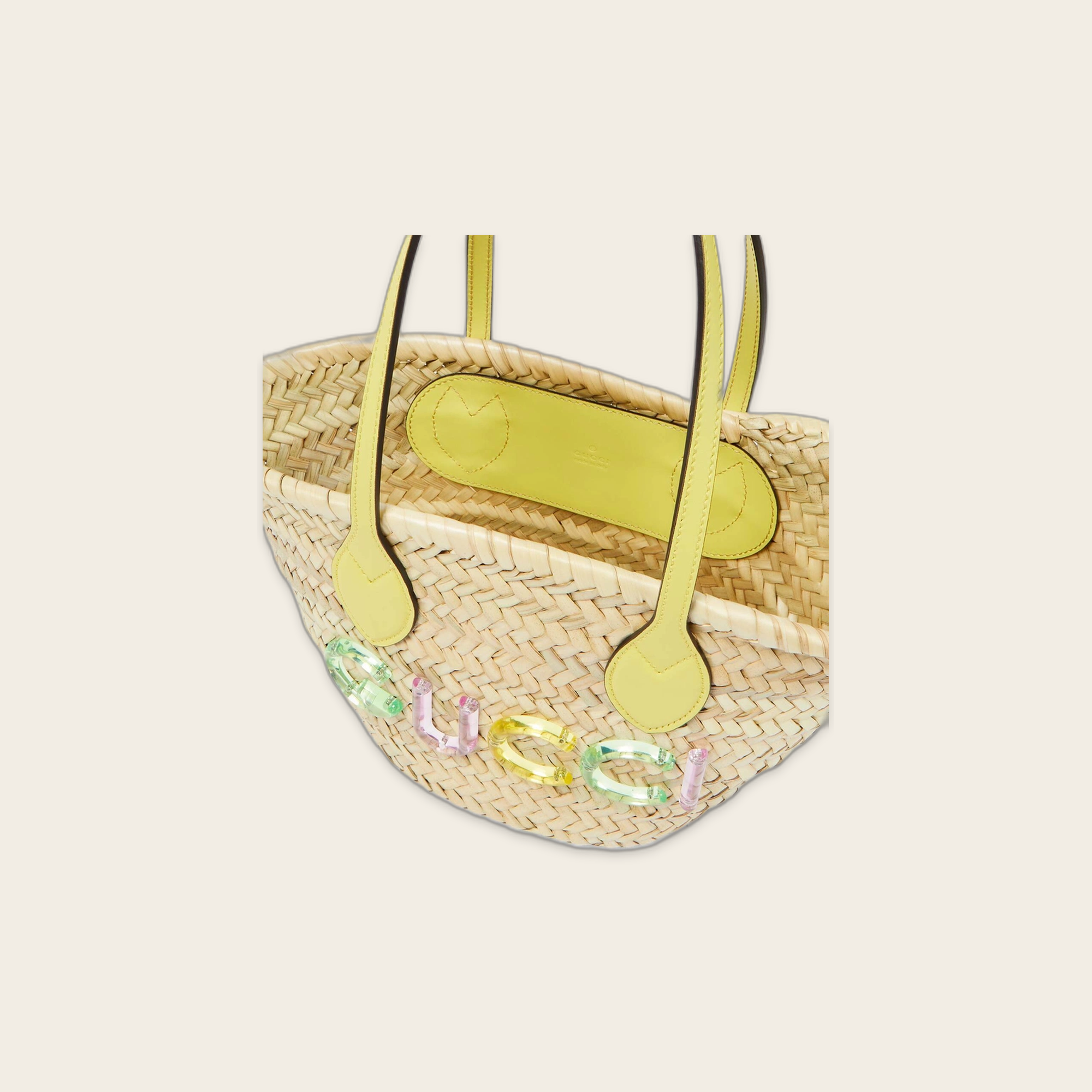 Gucci Logo Straw Tote Bag
