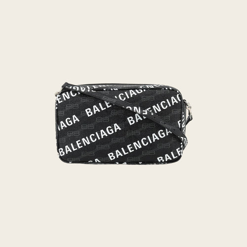Balenciaga Camera Bag Allover Logo Patent Leather