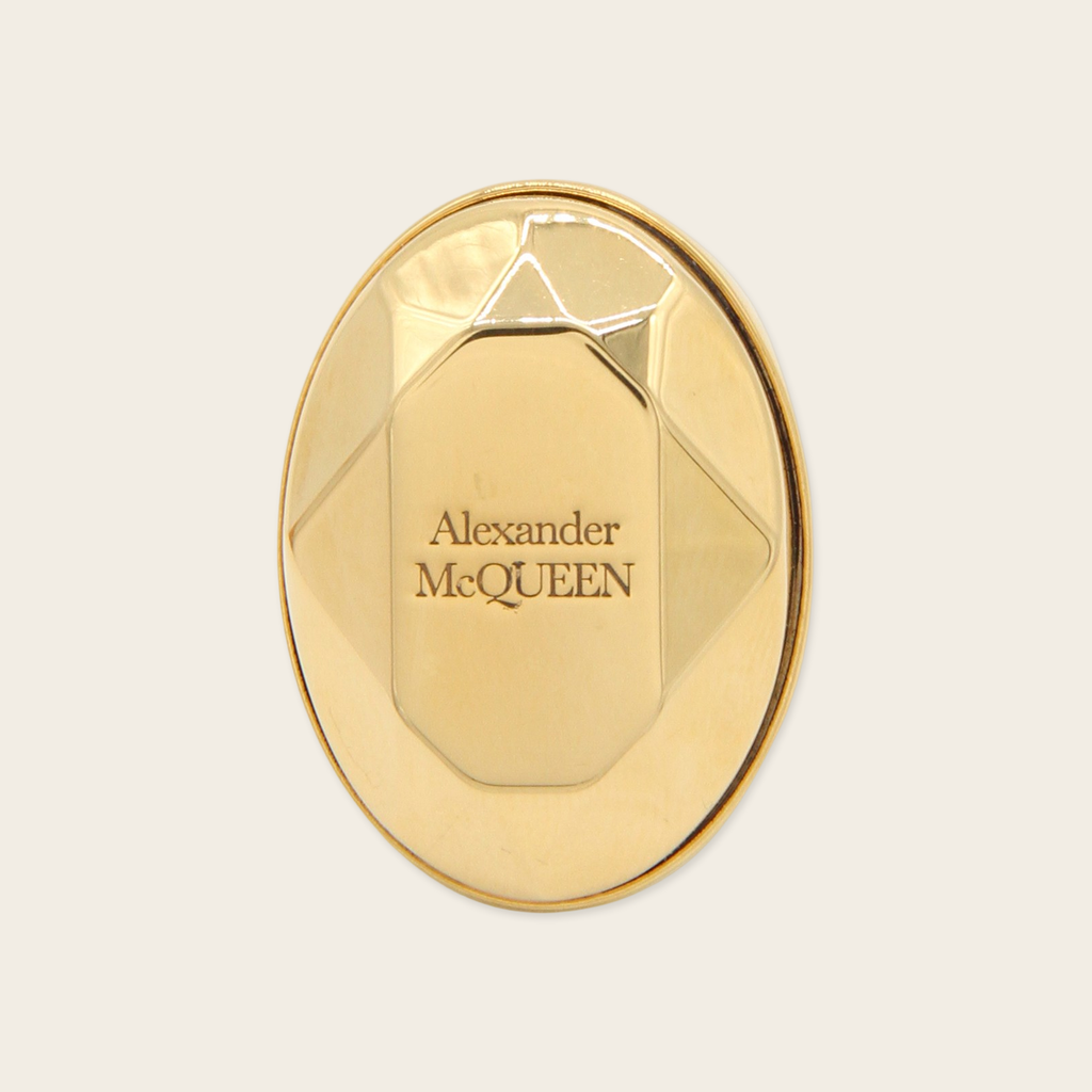 Alexander McQueen Faced Stone Gold Ring
