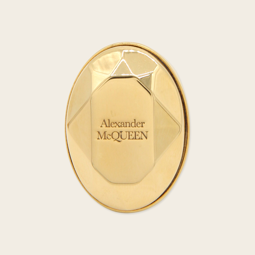 Alexander McQueen Faced Stone Gold Ring