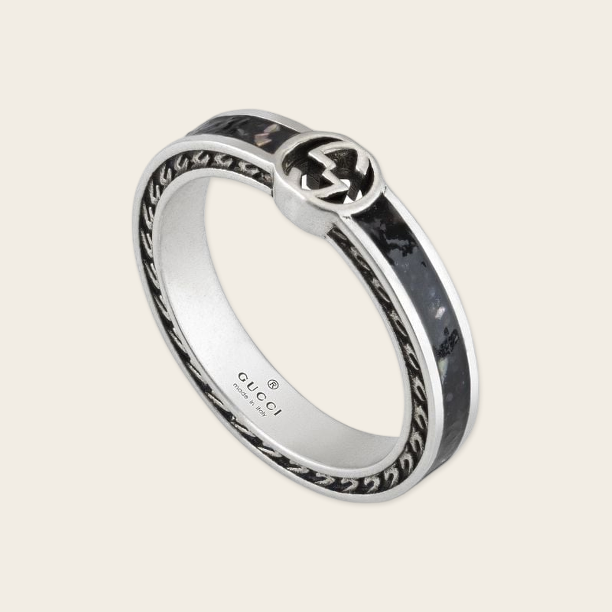 Gucci Interlocking G Sterling Silver Ring.