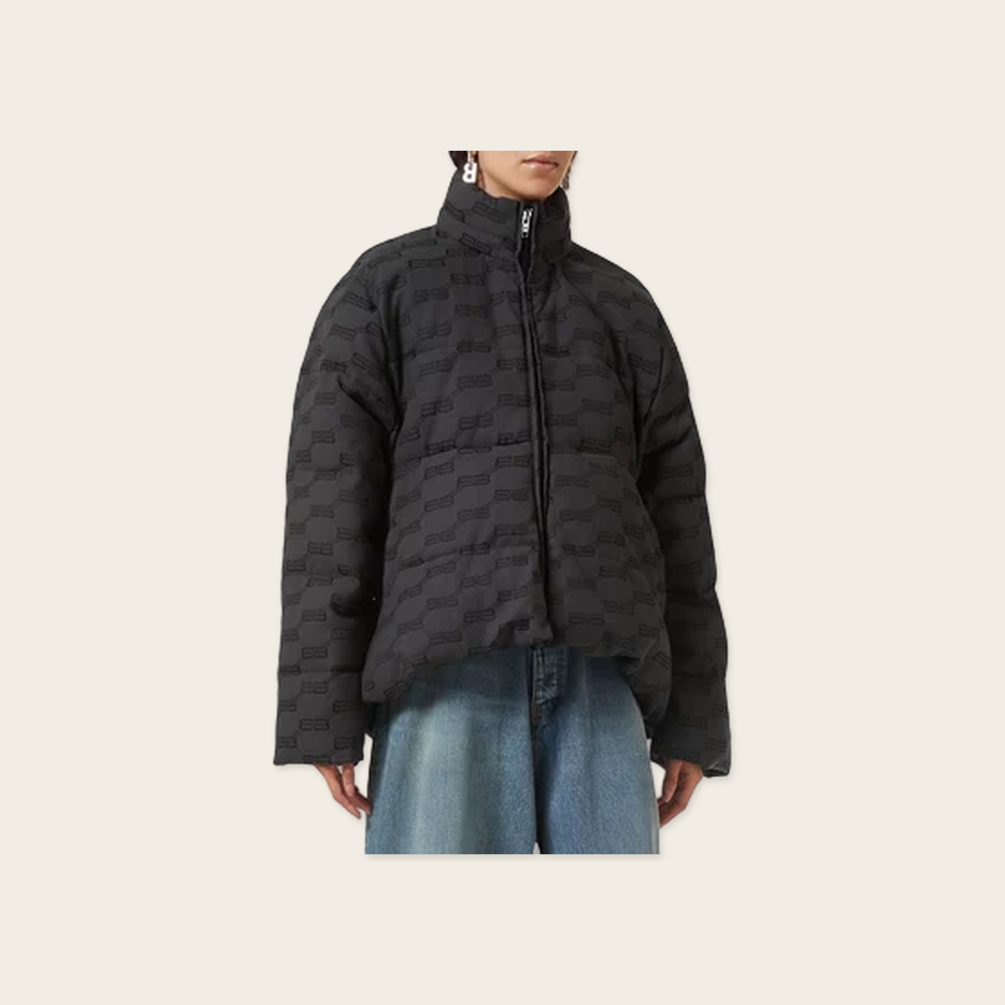 Balenciaga BB Monogrammed Quilted Puffer