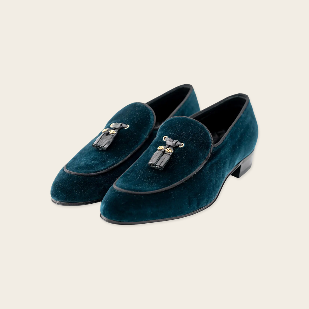 Gucci Velvet Green Loafers
