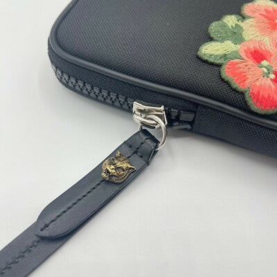 Gucci Black Embroidered Pouch Bag