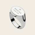 Gucci Trademark Sterling Silver Oval Signet Ring