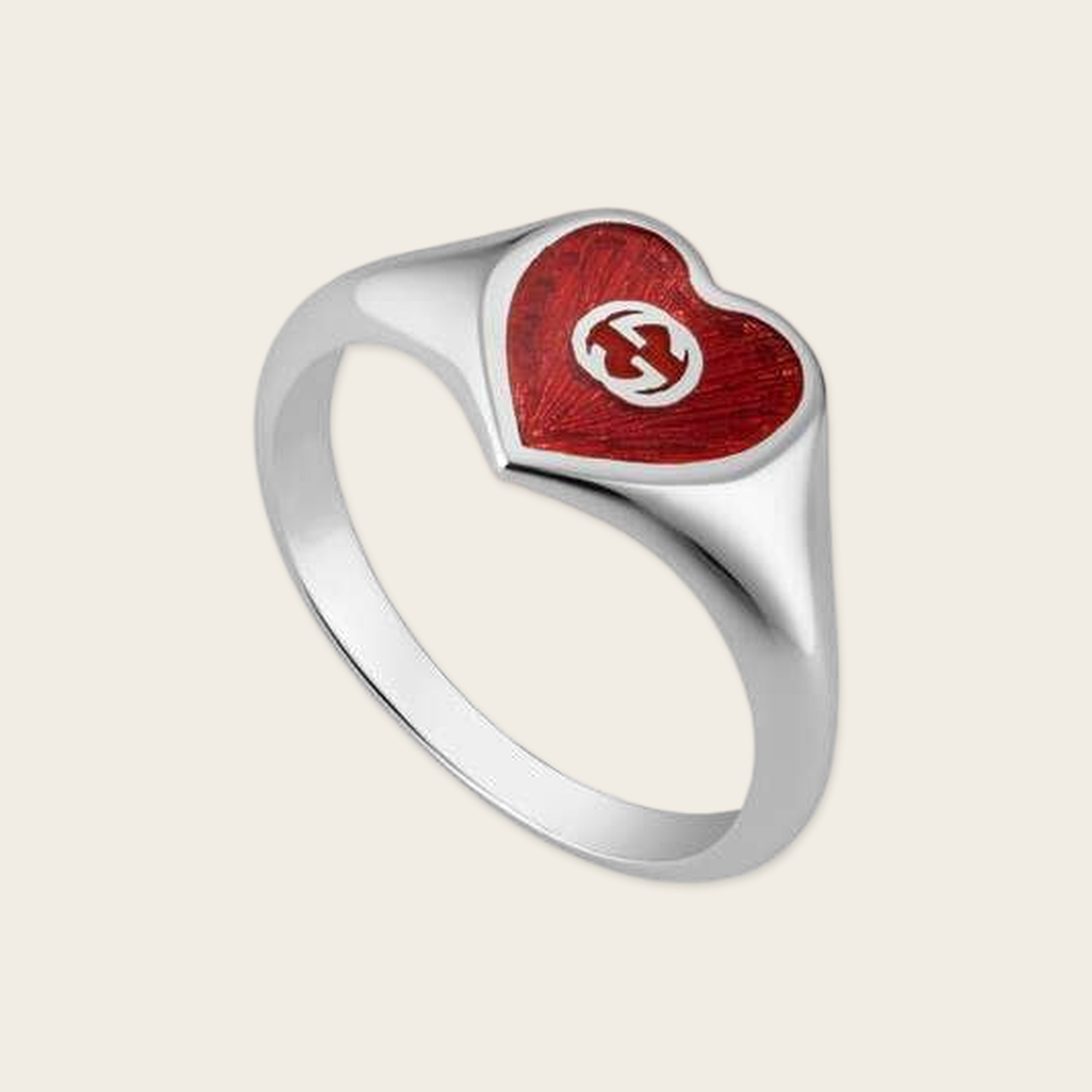 Gucci Sterling Silver Heart Interlocking G Ring