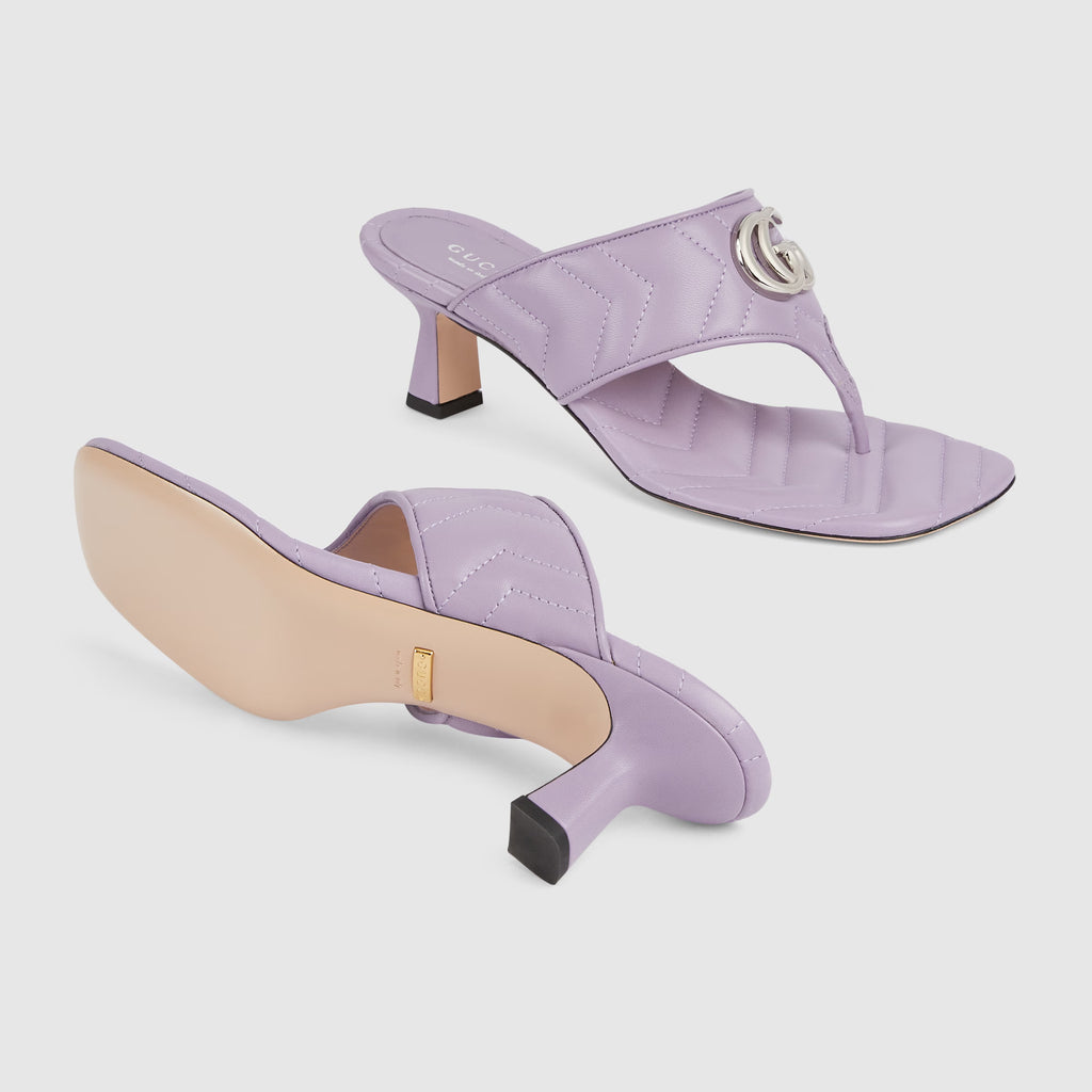 Gucci Heeled Double G Thong Sandals — Lilac