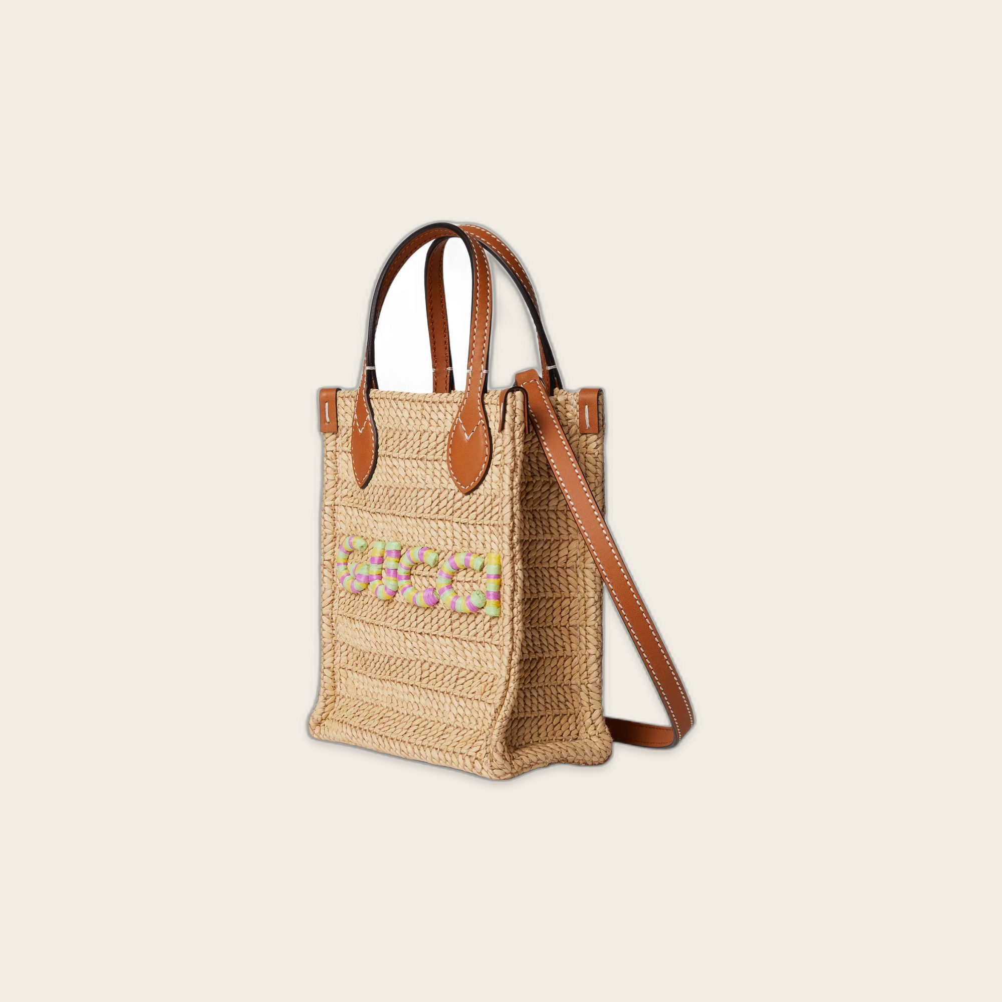 Gucci Super Mini Straw-Effect Bag Fabric