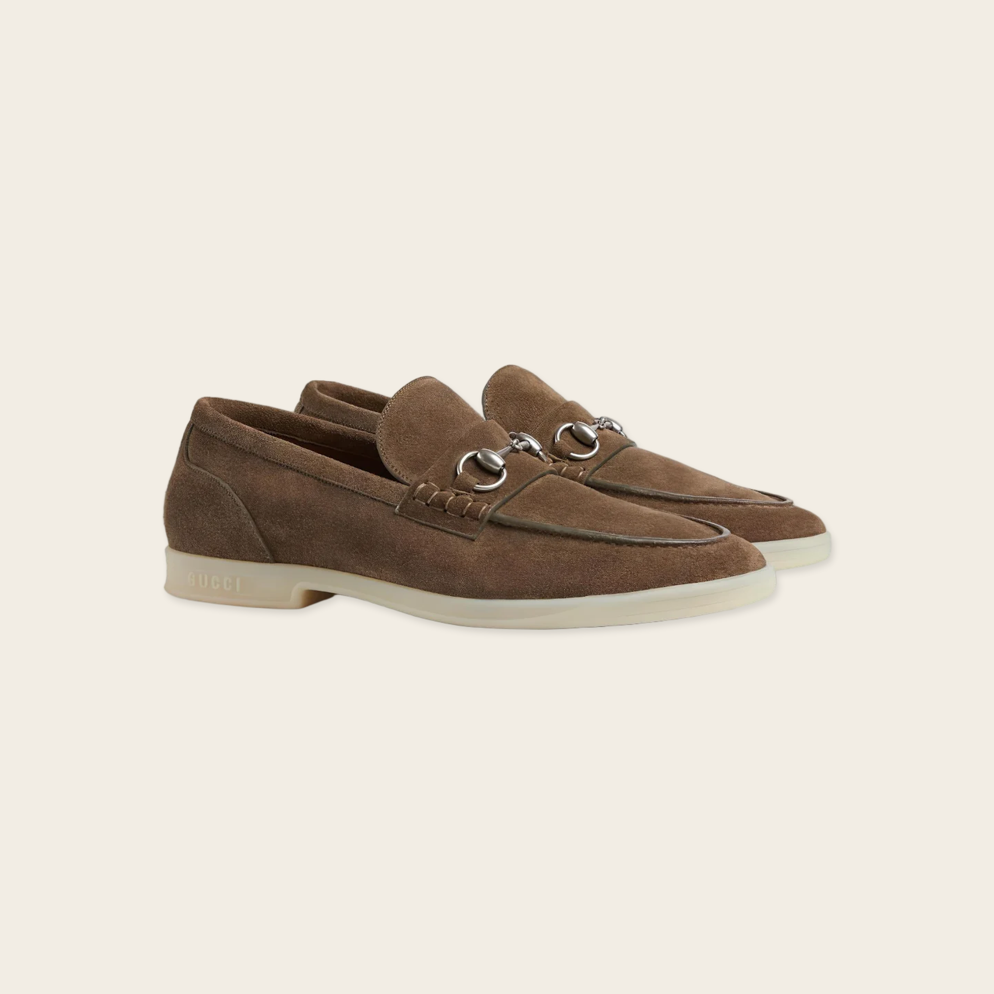 Gucci Horsebit Camel Suede Shoes