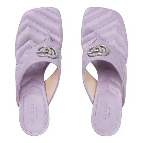 Gucci Heeled Double G Thong Sandals — Lilac