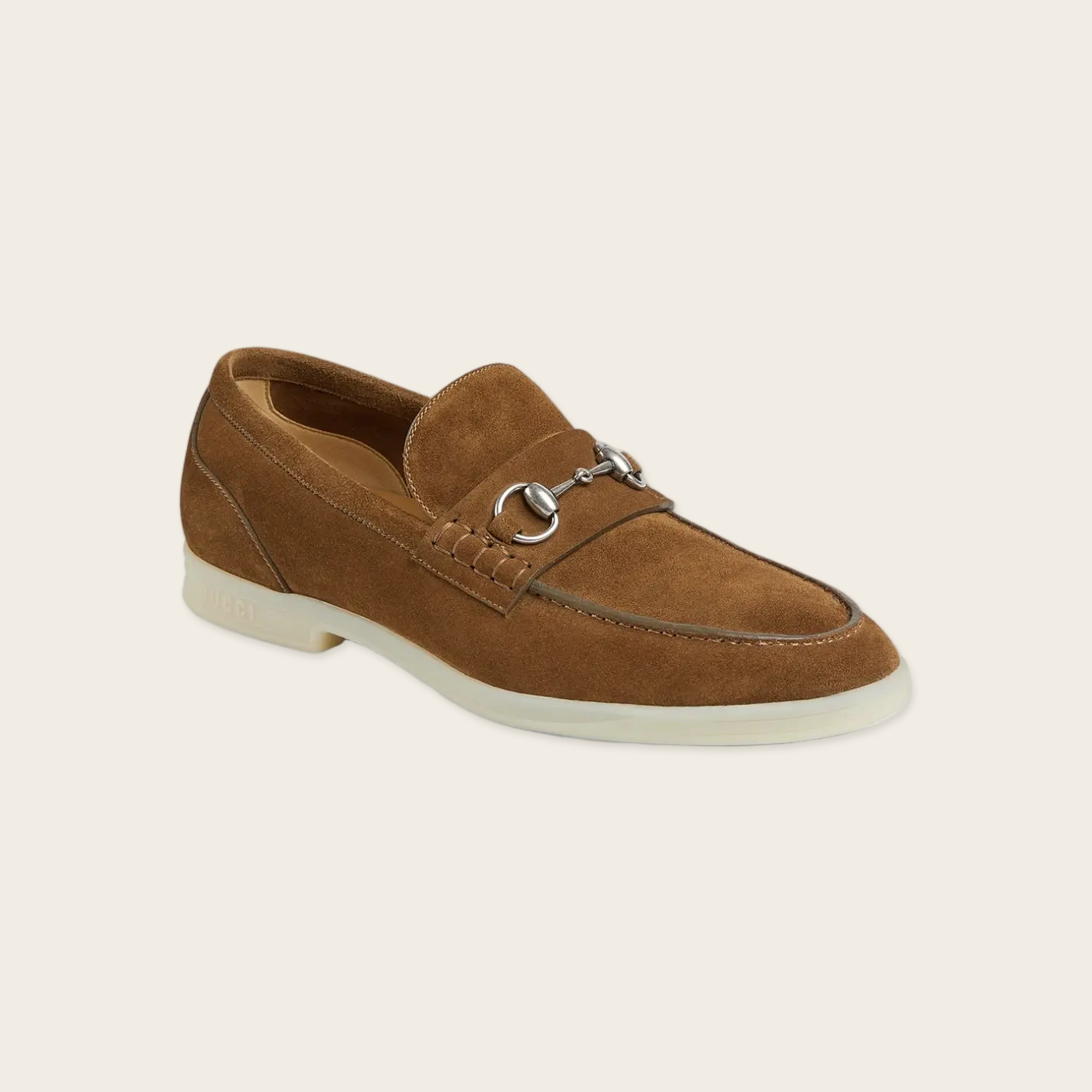 Gucci Horsebit Camel Suede Shoes