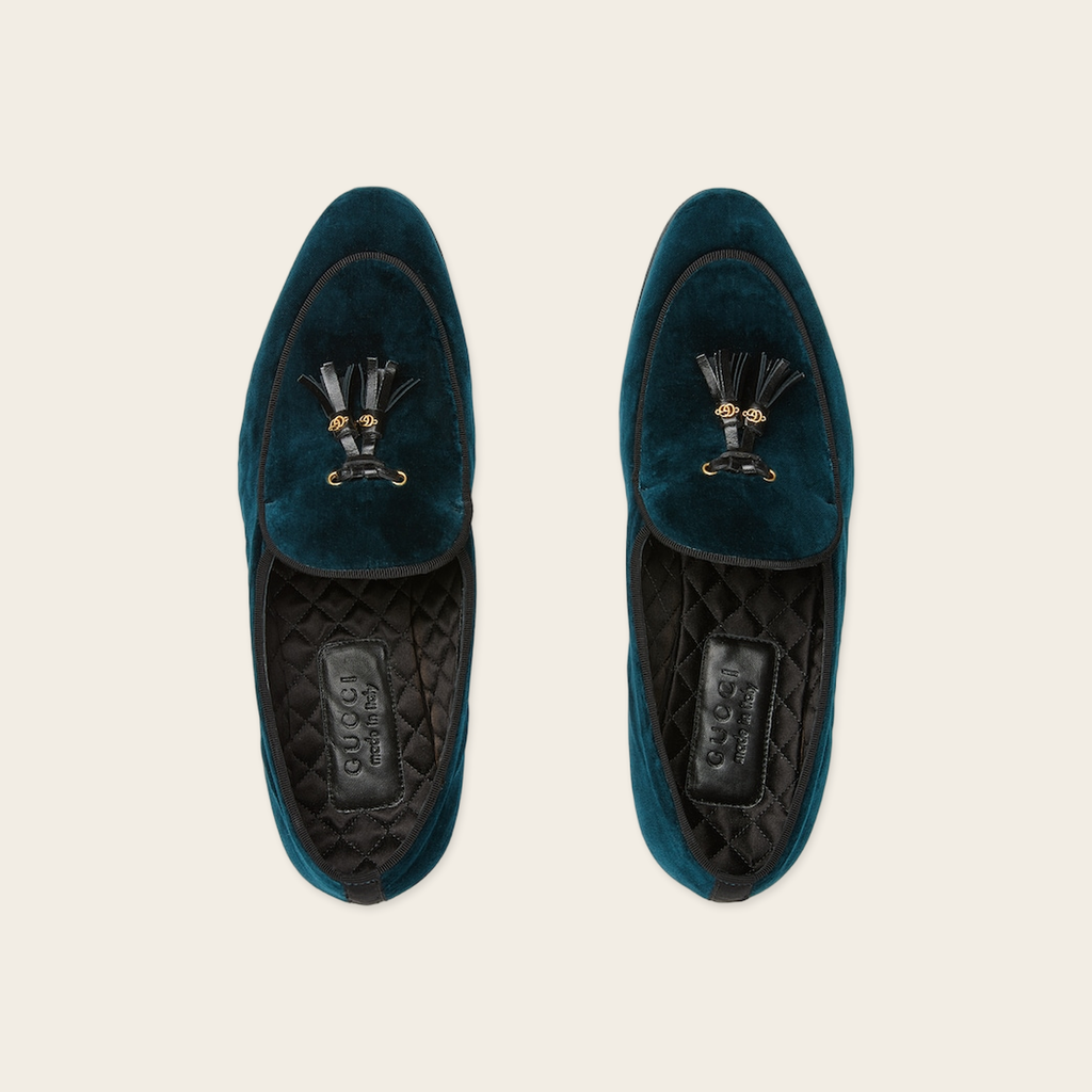 Gucci Velvet Green Loafers