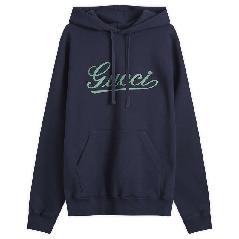 Gucci Script Logo Hoodie — Navy