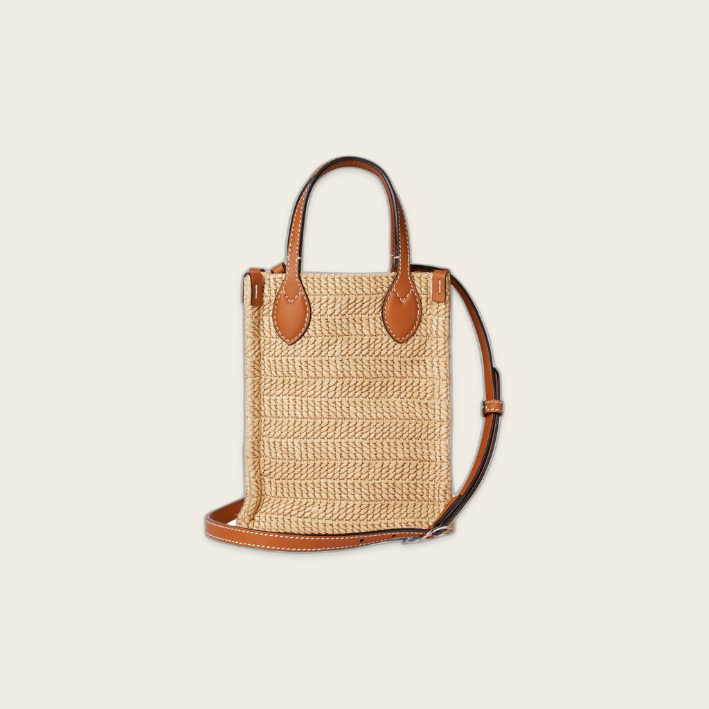 Gucci Super Mini Straw-Effect Bag Fabric