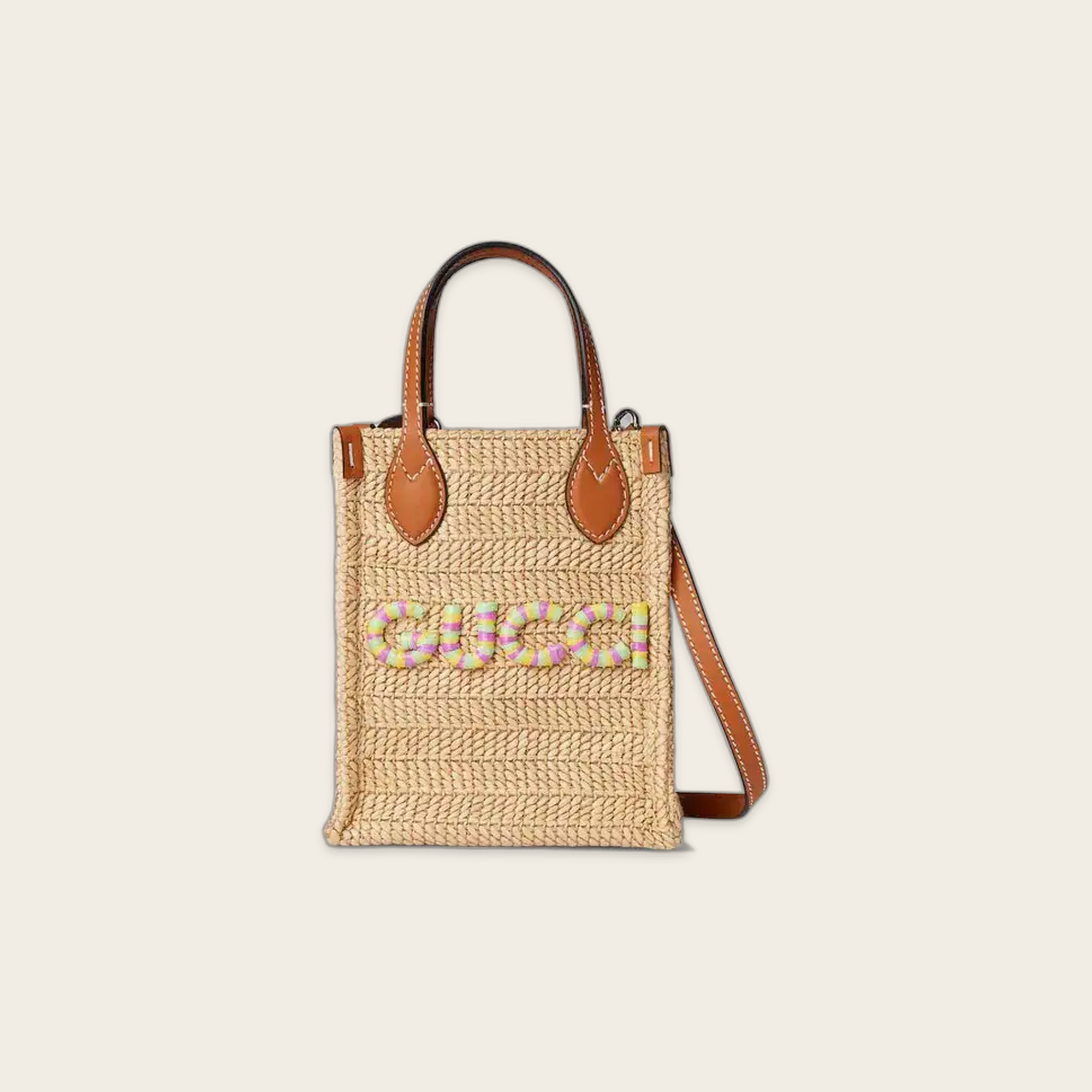 Gucci Super Mini Straw-Effect Bag Fabric