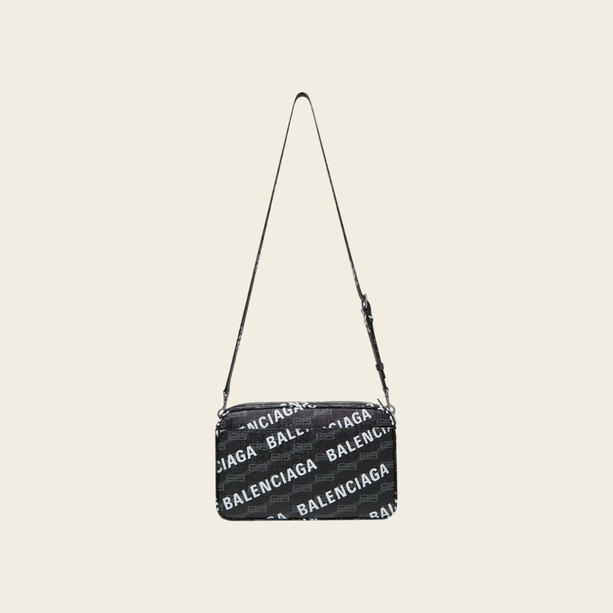 Balenciaga Camera Bag Allover Logo Patent Leather