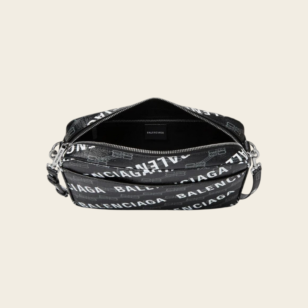 Balenciaga Camera Bag Allover Logo Patent Leather
