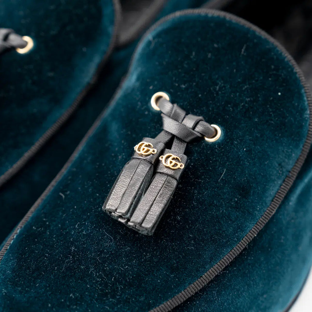 Gucci Velvet Green Loafers
