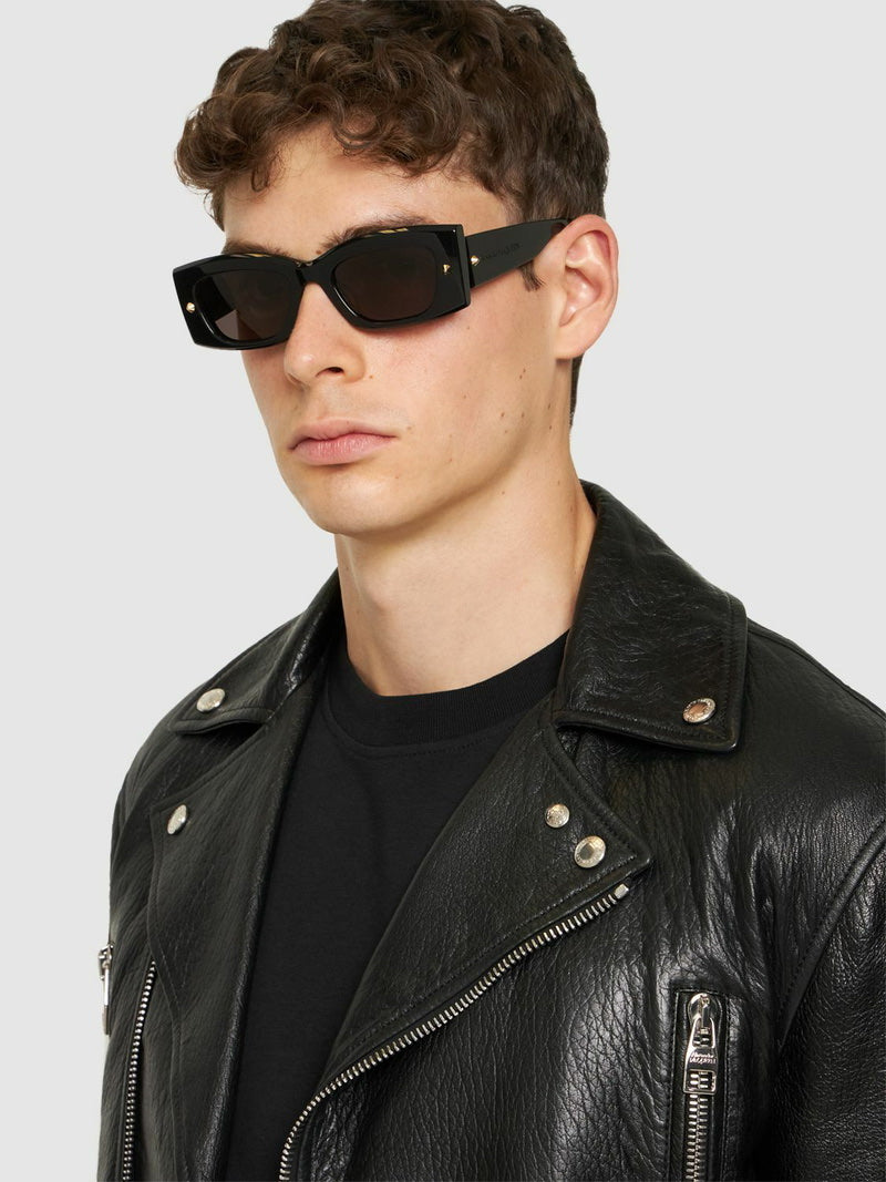 Alexander McQueen Spike Studs Rectangle-Frame Sunglasses