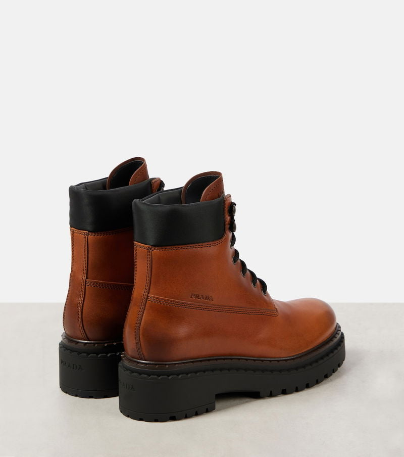 Prada Re-Nylon and Leather Lace-Up Boots