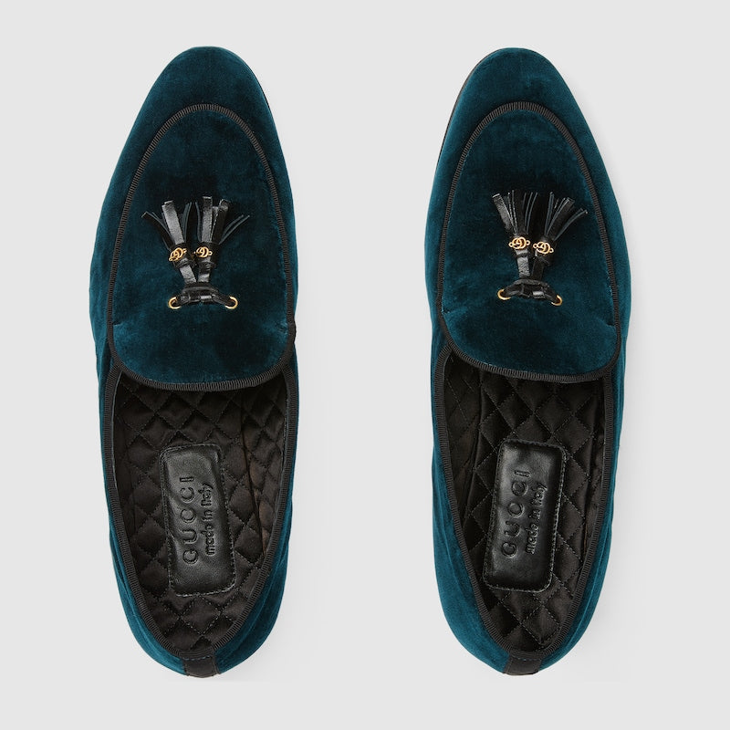 Gucci Velvet Green Loafers