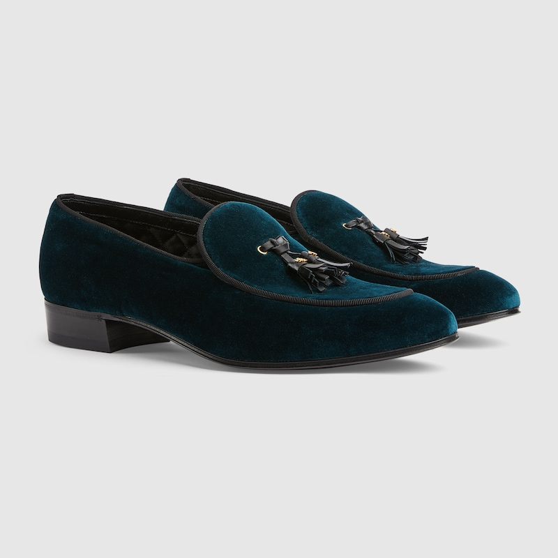 Gucci Velvet Green Loafers