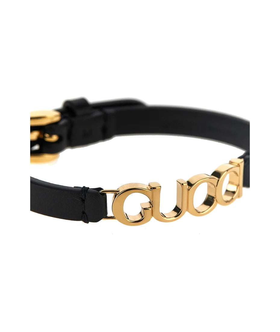 Gucci Leather Logo Bracelet