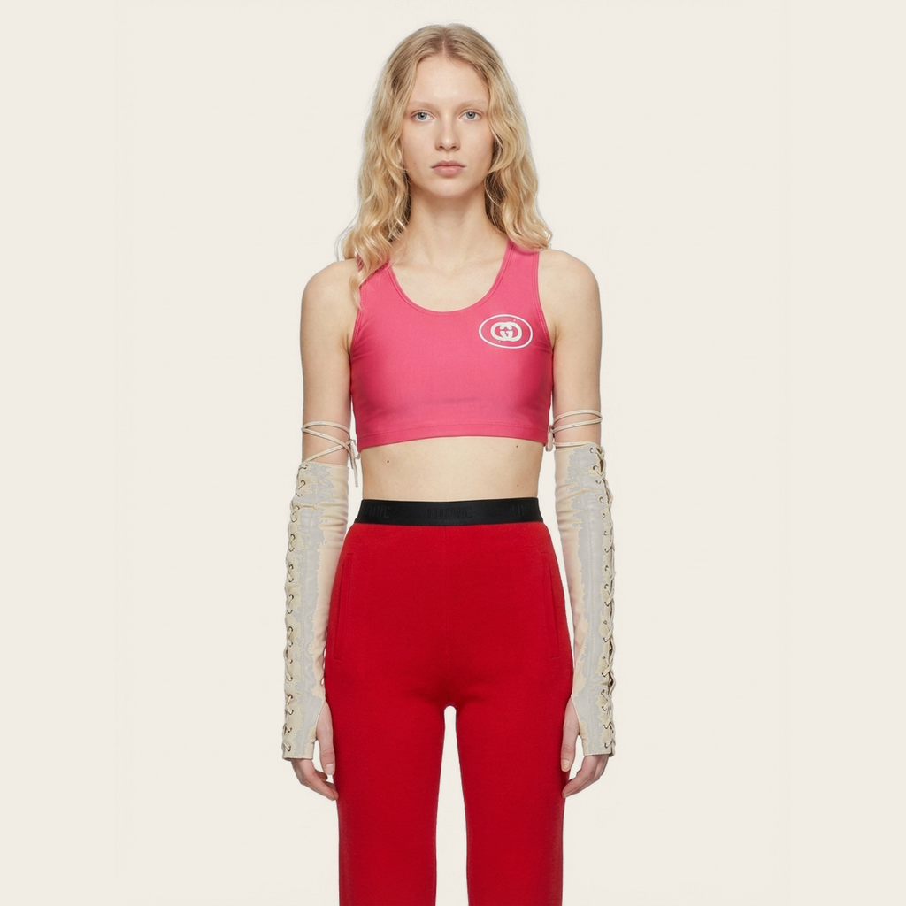 Gucci Interlocking G Jersey Crop Top full model view