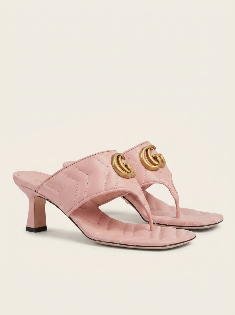 Gucci Heeled Double G Thong Sandal — view 3