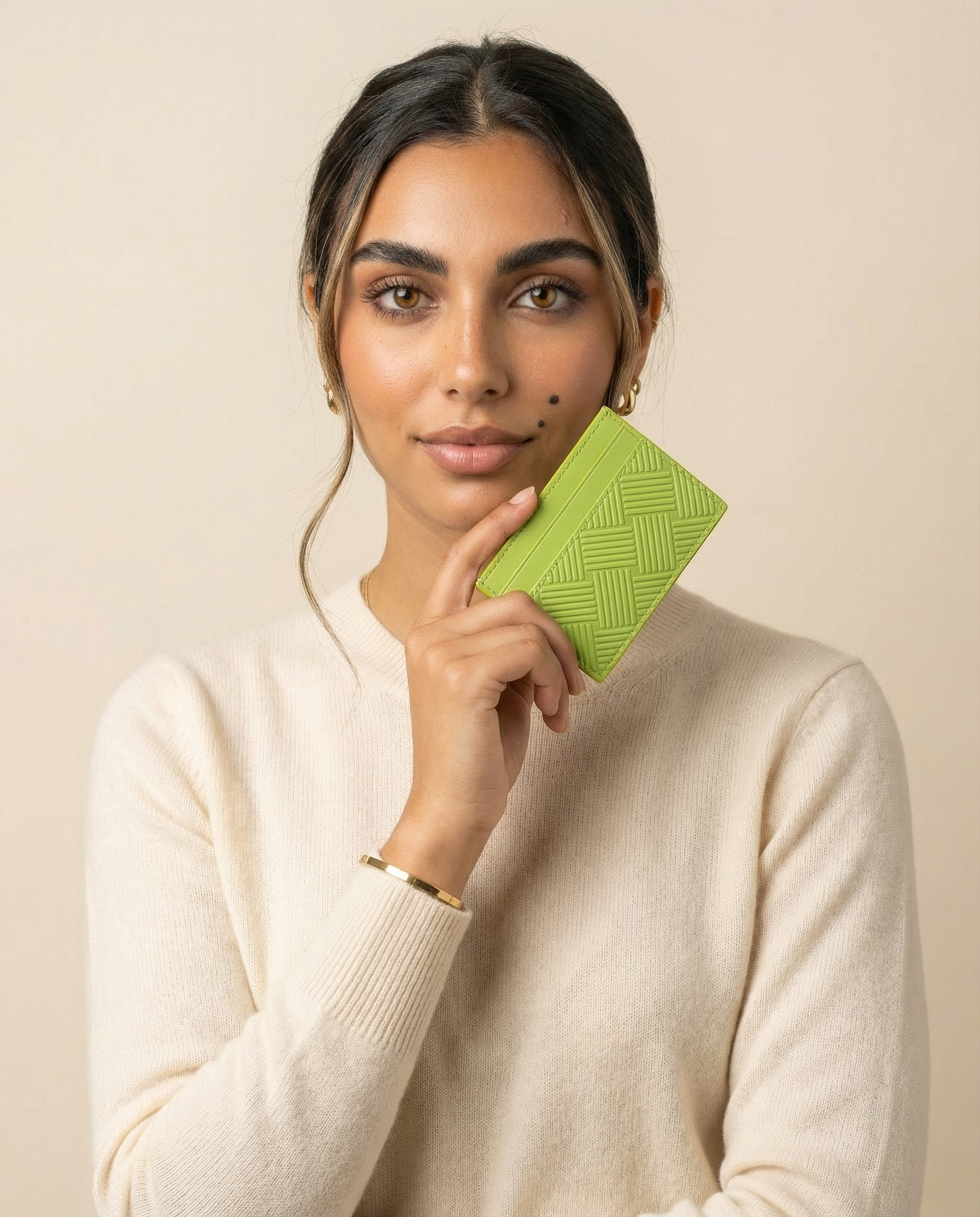 Intrecciato Rubber-Trimmed Cardholder