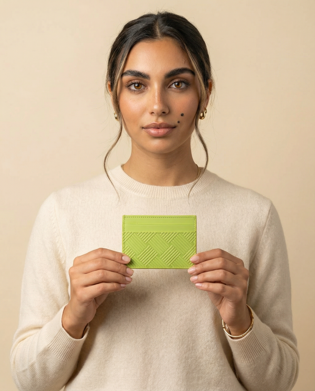 Intrecciato Rubber-Trimmed Cardholder