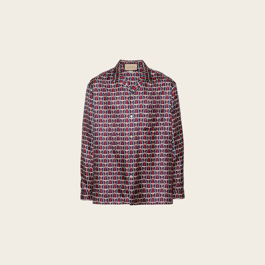 Gucci Horsebit-Print Silk Shirt