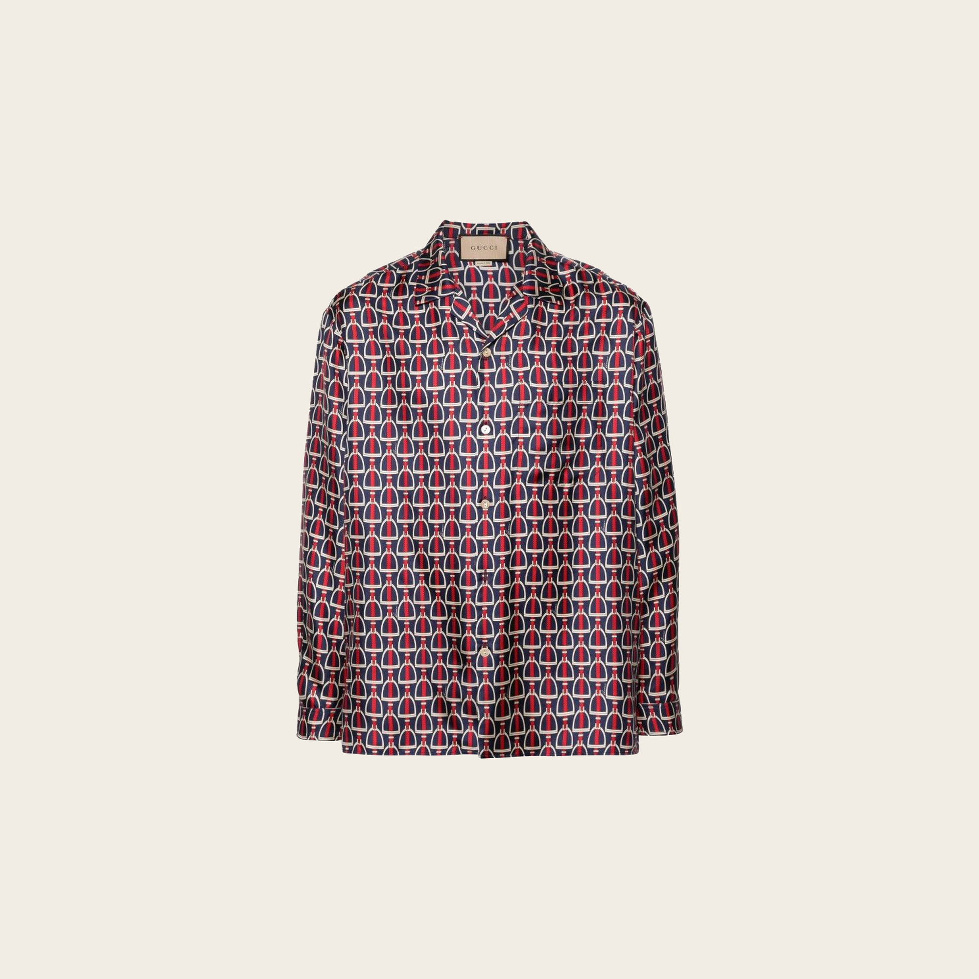 Gucci Horsebit-Print Silk Shirt