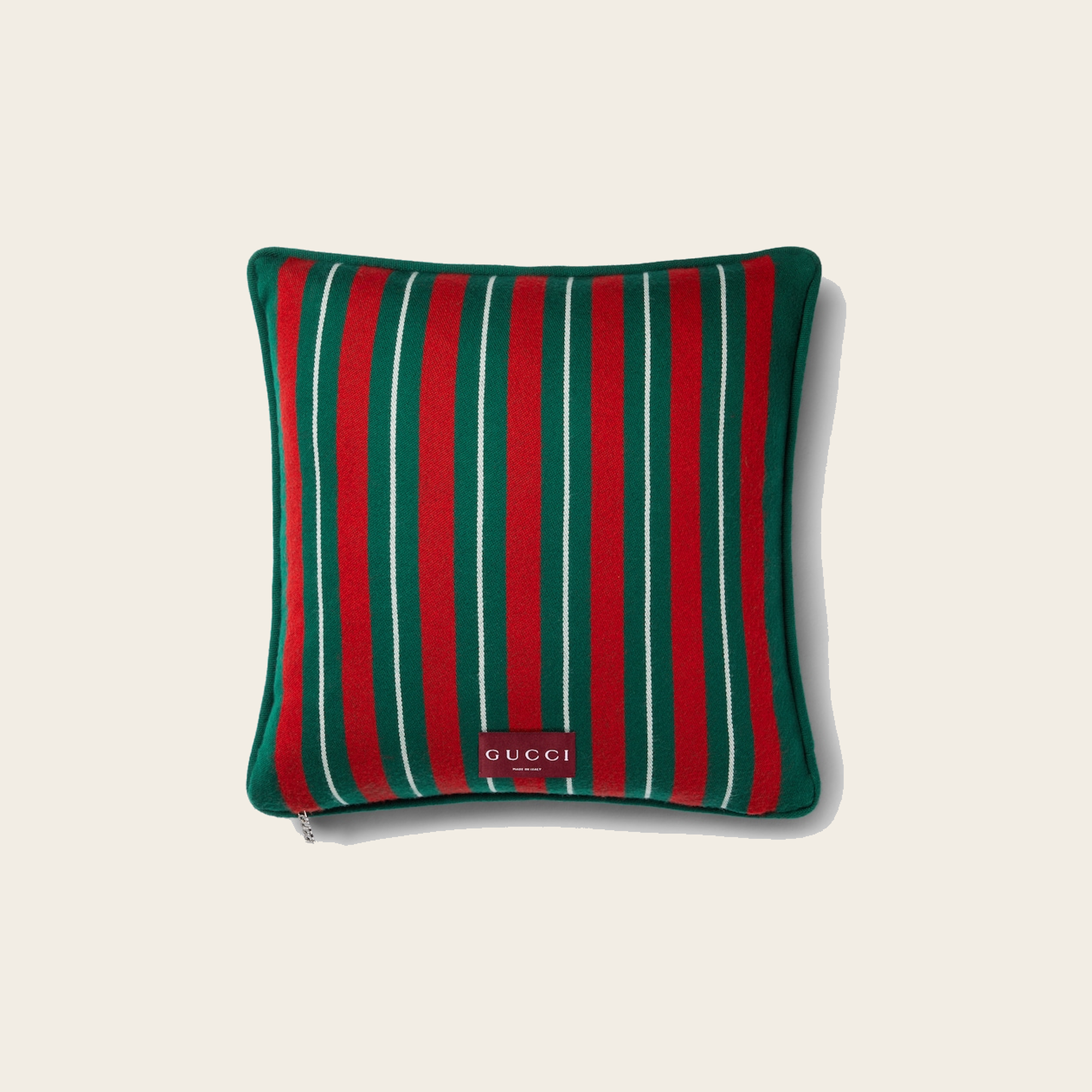 Gucci Web Wool Cushion — Green & Red