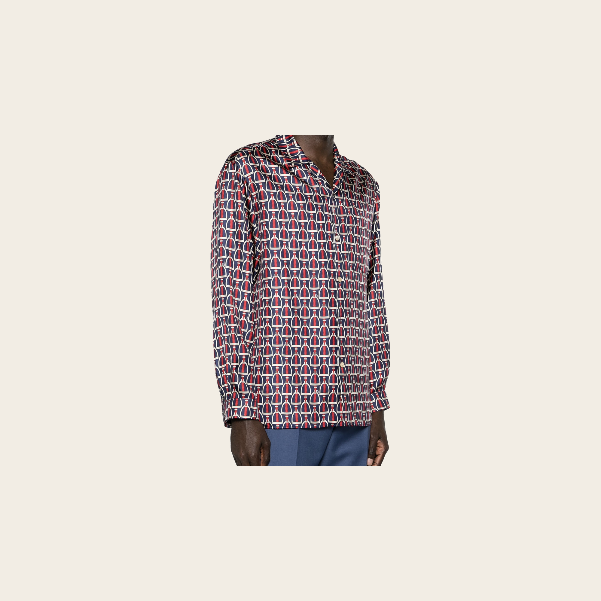 Gucci Horsebit-Print Silk Shirt